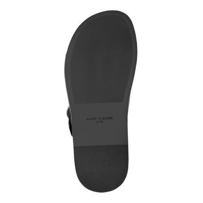 Marc Fisher Gia Flat Leather Sandal - Black Leather