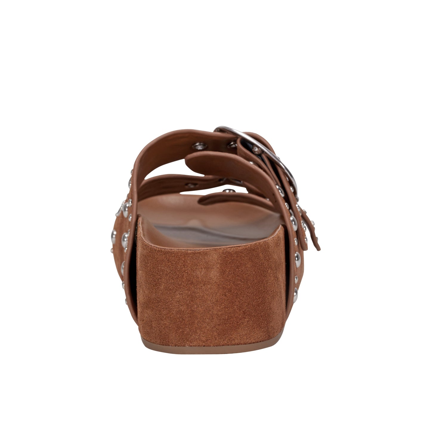 Marc Fisher Sayge Studded Suede Footbed Sandal - Brown Suede