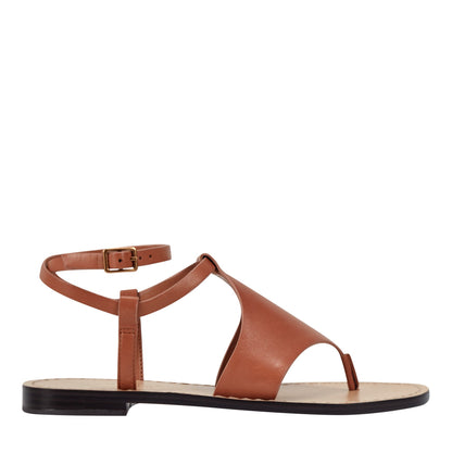 Marc Fisher Lille Thong Flat Leather Sandal - Natural Leather