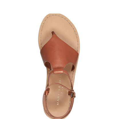 Marc Fisher Lille Thong Flat Leather Sandal - Natural Leather