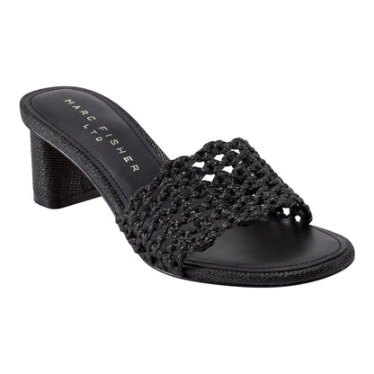 Marc Fisher Jazmine Dress Slide Sandal - Black Raffia