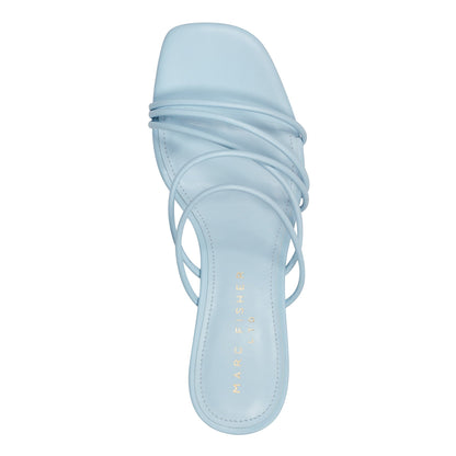 Marc Fisher Banna Strappy Leather Dress Sandal - Light Blue Leather