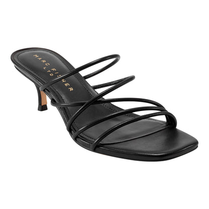 Marc Fisher Banna Strappy Leather Dress Sandal - Black Leather