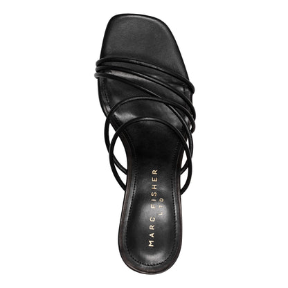 Marc Fisher Banna Strappy Leather Dress Sandal - Black Leather