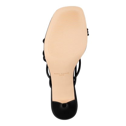 Marc Fisher Banna Strappy Leather Dress Sandal - Black Leather