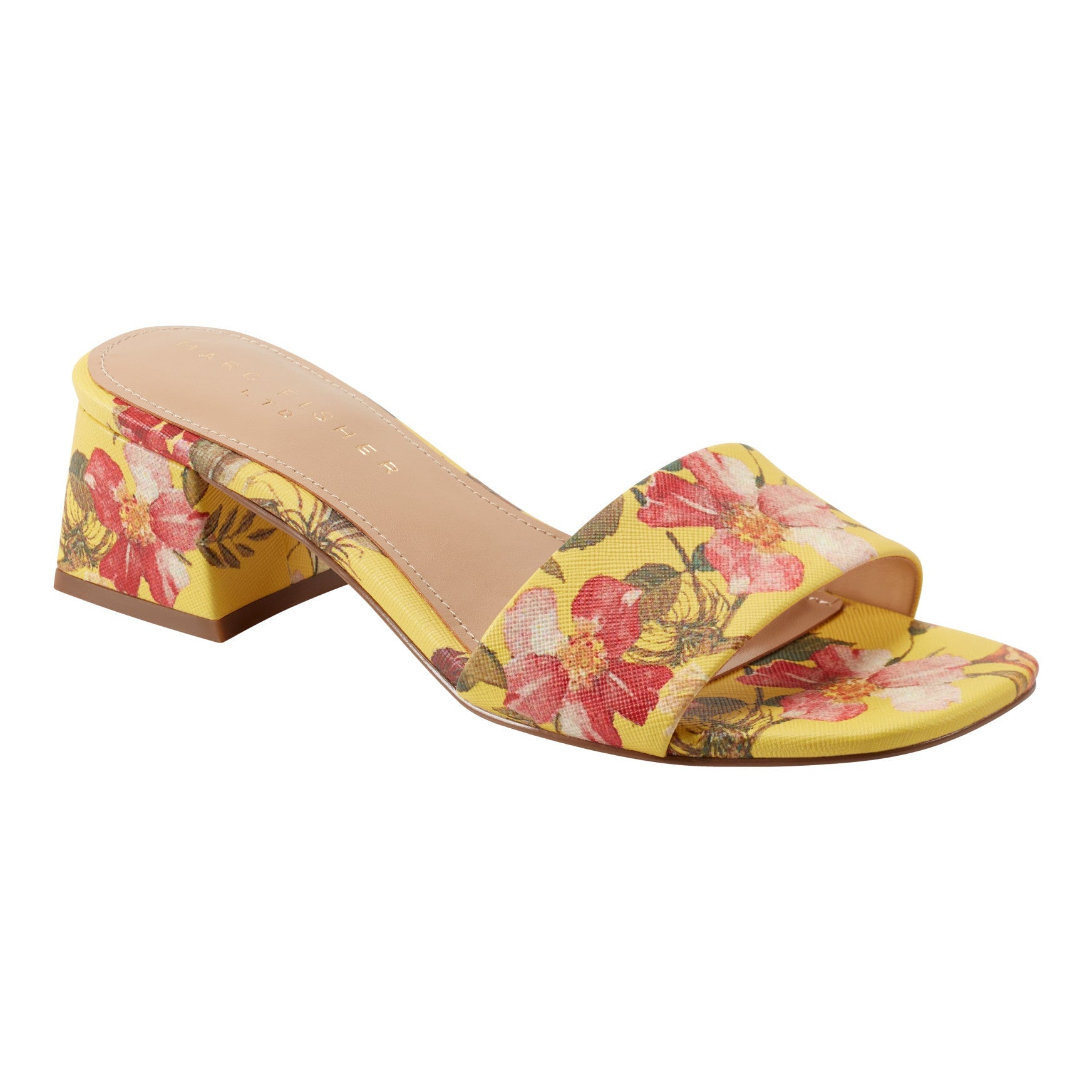 Marc Fisher Olysa Slide Dress Sandal - Yellow Floral
