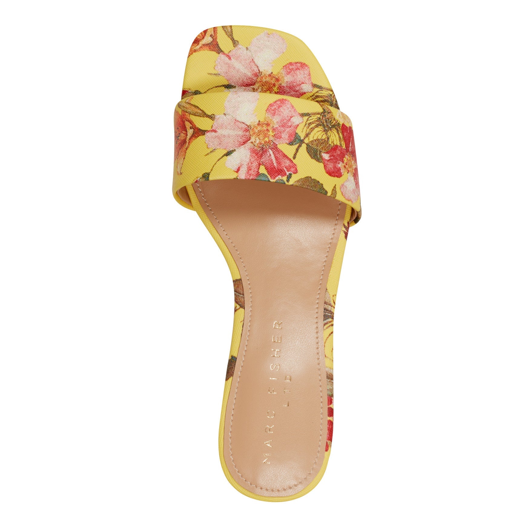 Marc Fisher Olysa Slide Dress Sandal - Yellow Floral