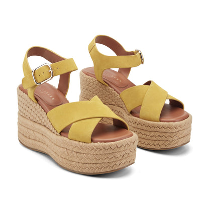 Marc Fisher Pasion Espadrille Wedge Sandal - Yellow Suede