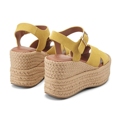 Marc Fisher Pasion Espadrille Wedge Sandal - Yellow Suede