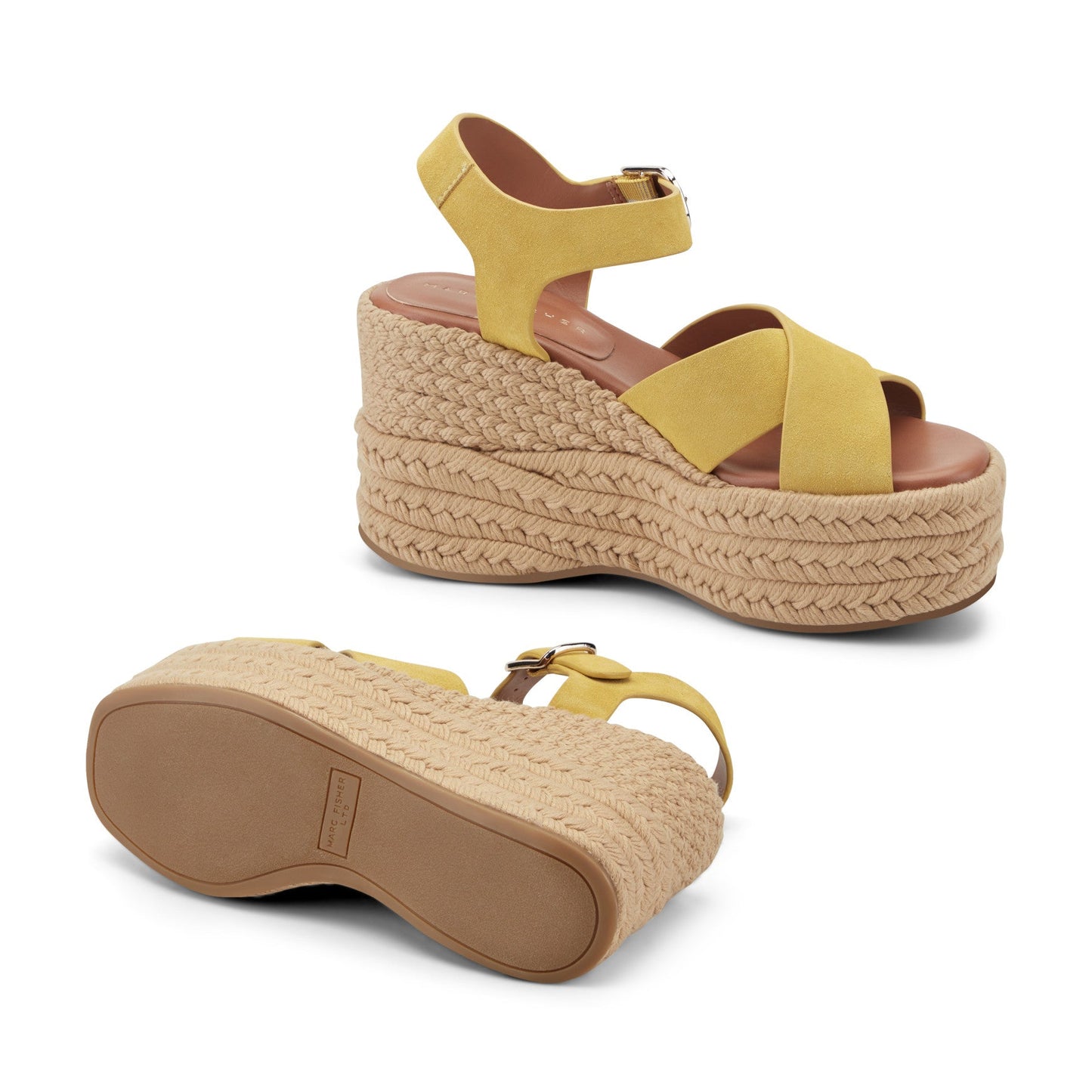 Marc Fisher Pasion Espadrille Wedge Sandal - Yellow Suede