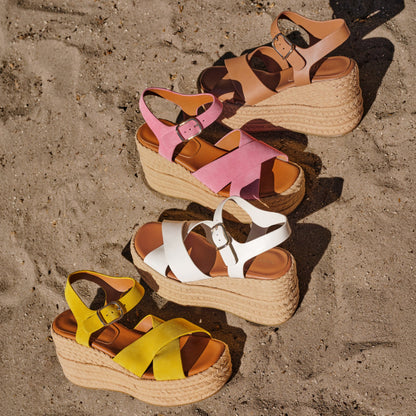 Marc Fisher Pasion Espadrille Wedge Sandal - Yellow Suede