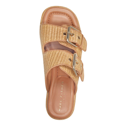 Marc Fisher Poppy Platform Slide Sandal - Natural Raffia