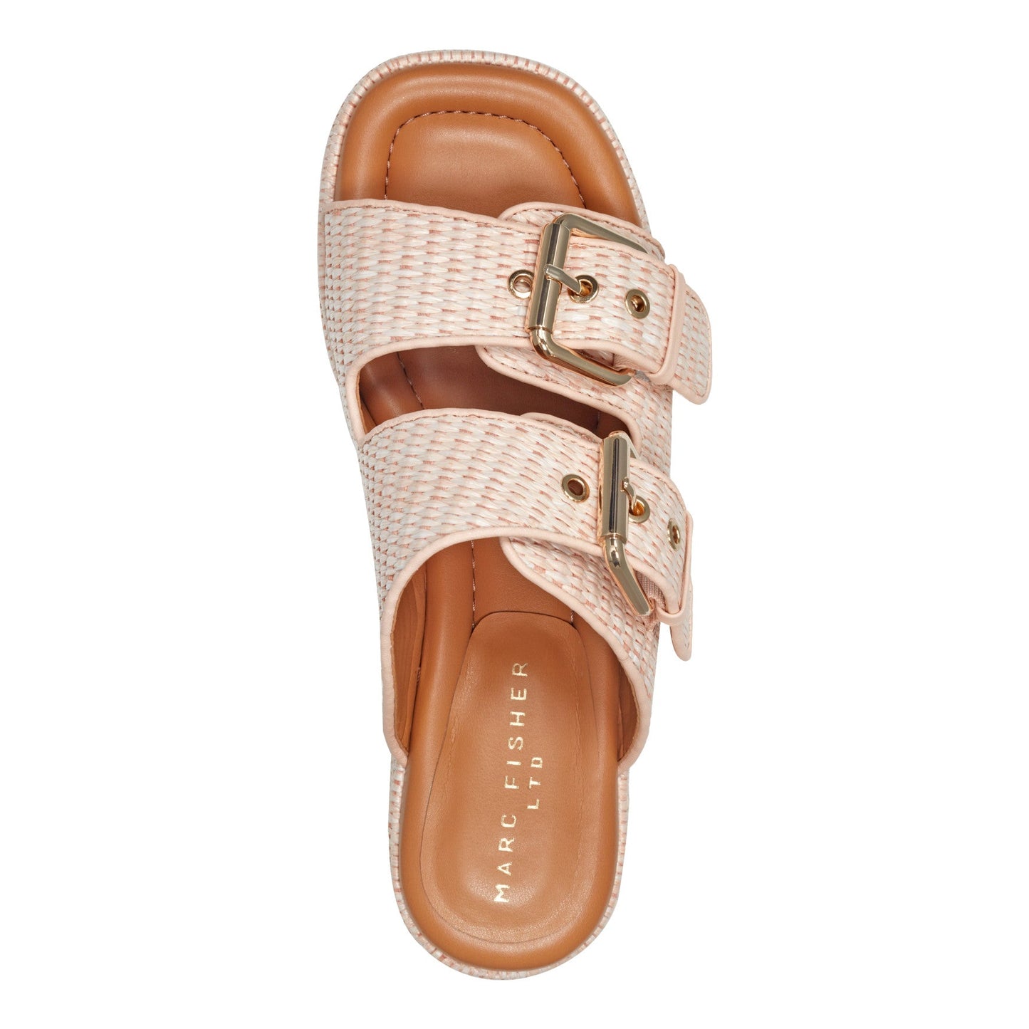 Marc Fisher Poppy Platform Slide Sandal - Light Pink Raffia