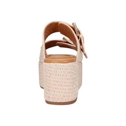 Marc Fisher Poppy Platform Slide Sandal - Light Pink Raffia