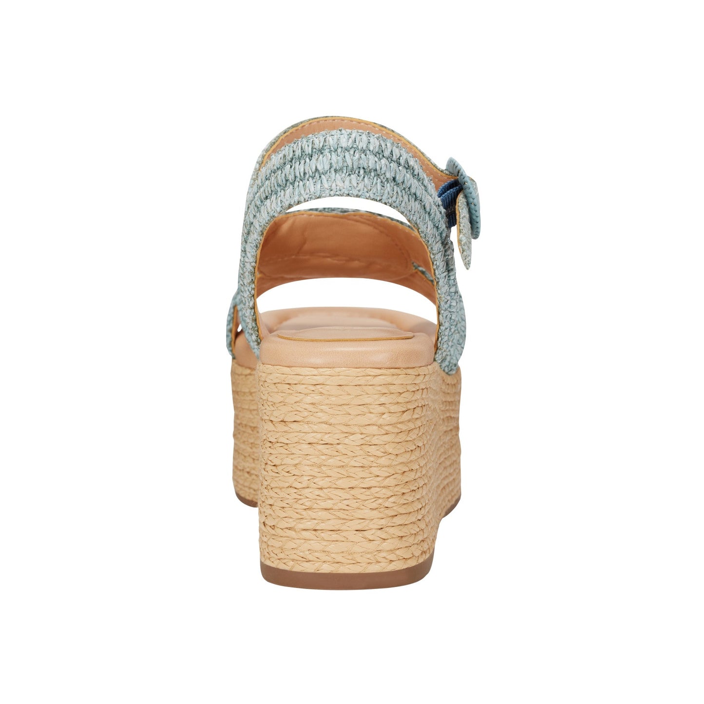 Marc Fisher Payley Platform Wedge Sandal - Light Blue Raffia