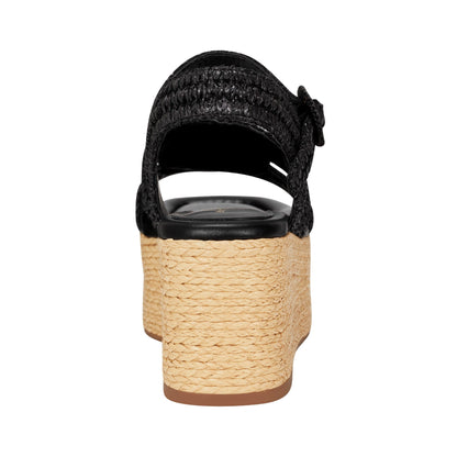 Marc Fisher Payley Platform Wedge Sandal - Black Raffia