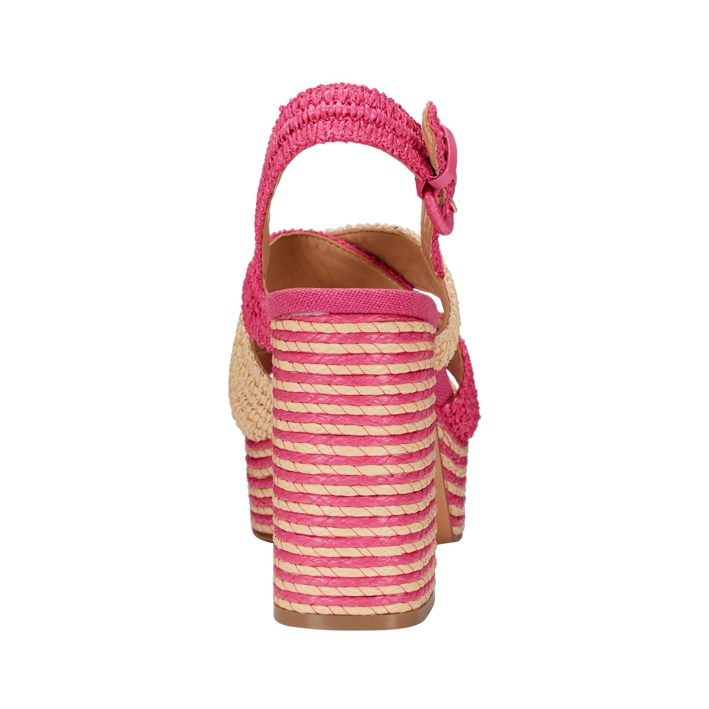 Marc Fisher Caddy Platform Sandal - Natural/Pink Raffia