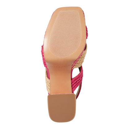 Marc Fisher Caddy Platform Sandal - Natural/Pink Raffia