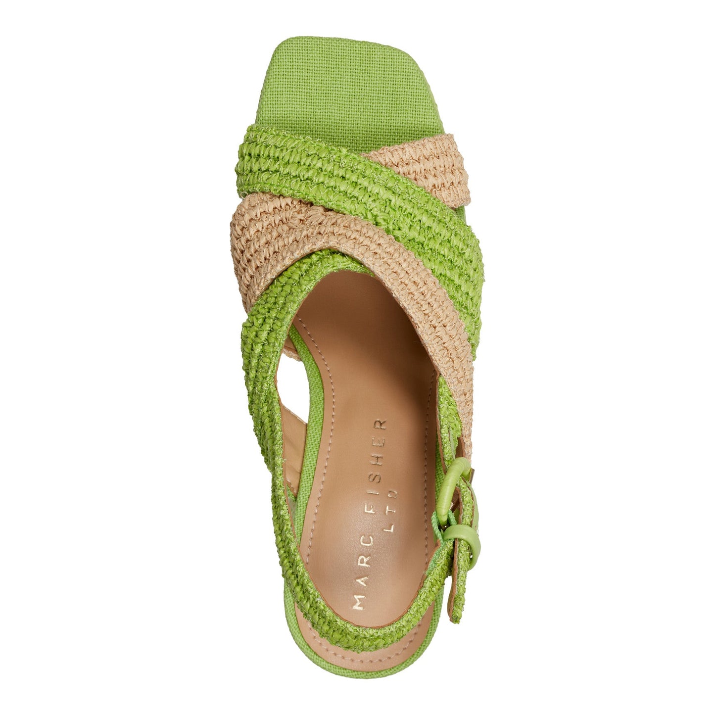 Marc Fisher Caddy Platform Sandal - Natural/Green Raffia
