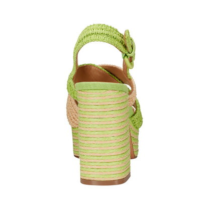 Marc Fisher Caddy Platform Sandal - Natural/Green Raffia
