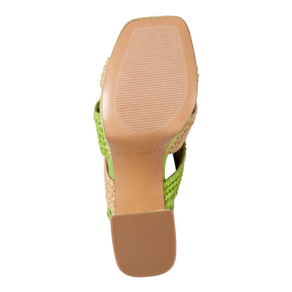 Marc Fisher Caddy Platform Sandal - Natural/Green Raffia