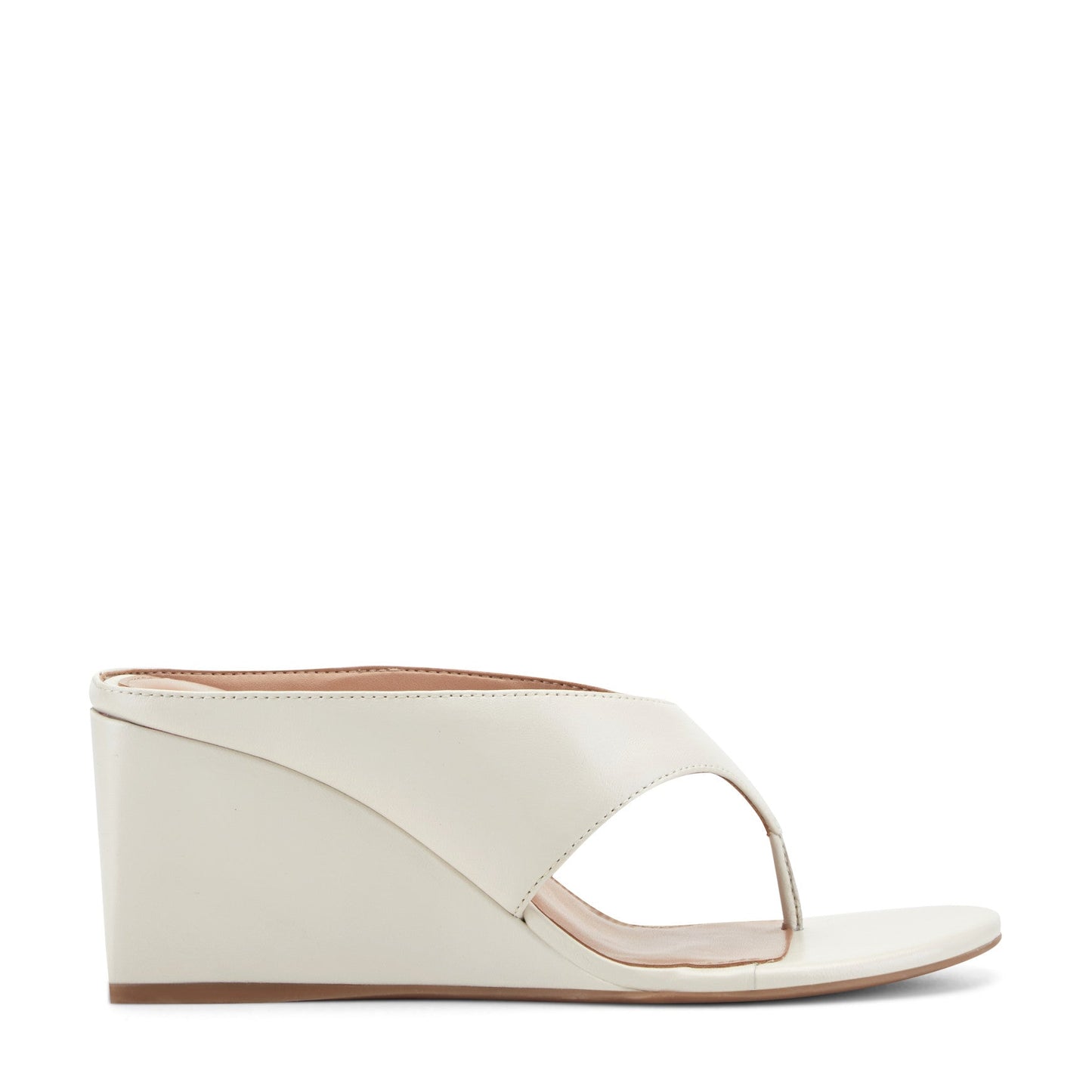 Marc Fisher Udena Wedge Thong Sandal - White Leather