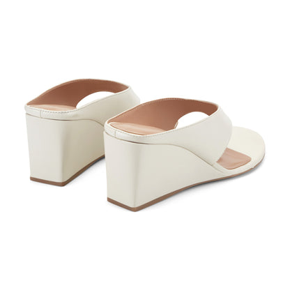 Marc Fisher Udena Wedge Thong Sandal - White Leather