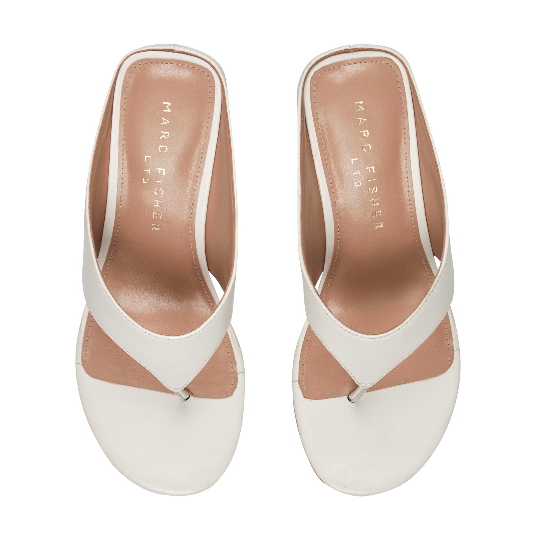 Marc Fisher Udena Wedge Thong Sandal - White Leather