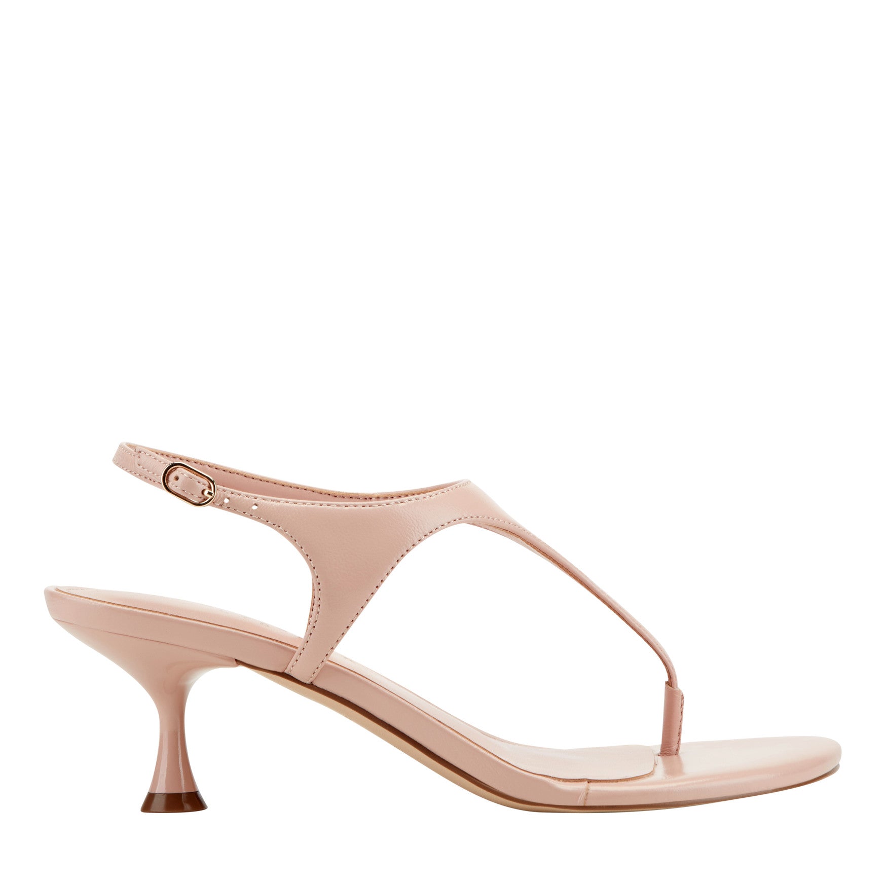 Marc Fisher Pelysa Leather Heeled Thong Sandal - Natural Patent Leather