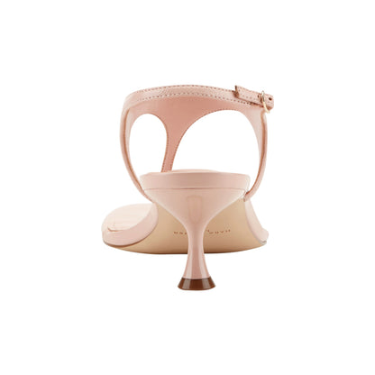 Marc Fisher Pelysa Leather Heeled Thong Sandal - Natural Patent Leather