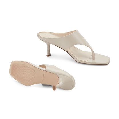 Marc Fisher Adia Leather Thong Sandal - Ivory Leather