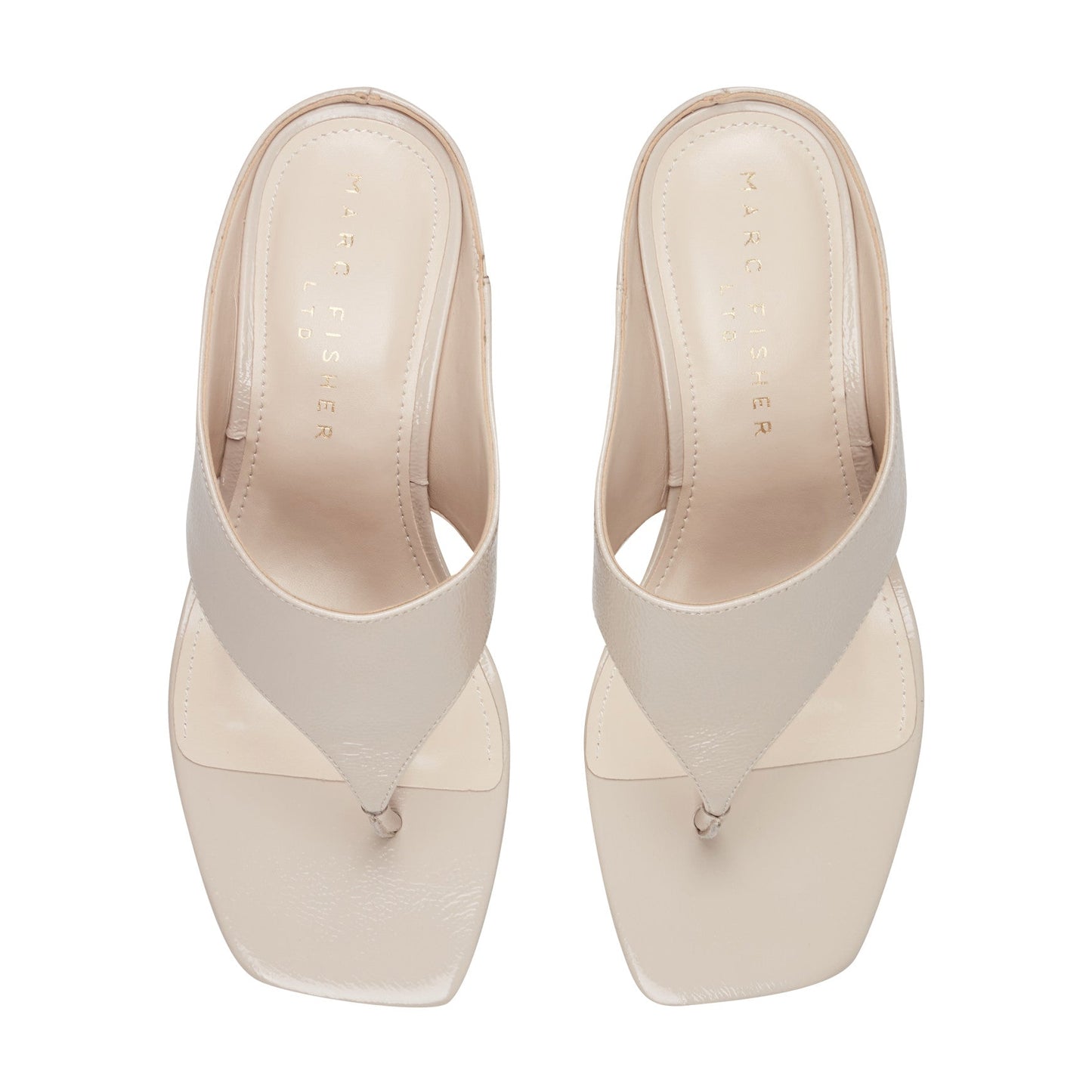 Marc Fisher Adia Leather Thong Sandal - Ivory Leather