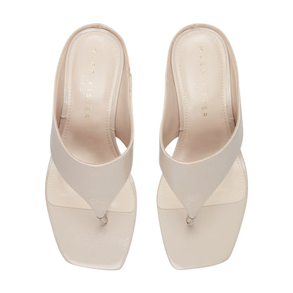 Marc Fisher Adia Leather Thong Sandal - Ivory Leather
