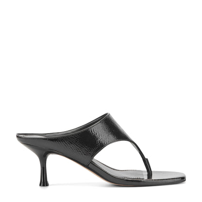 Marc Fisher Adia Leather Thong Sandal - Black Leather