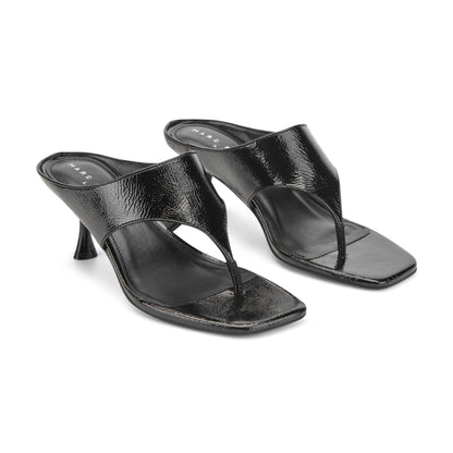 Marc Fisher Adia Leather Thong Sandal - Black Leather