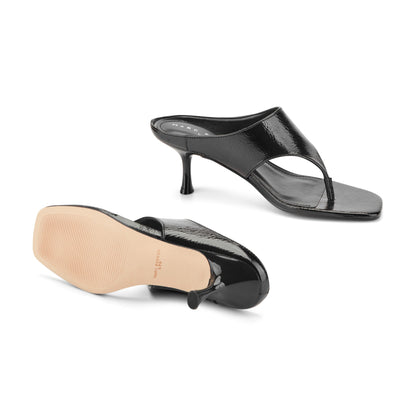 Marc Fisher Adia Leather Thong Sandal - Black Leather