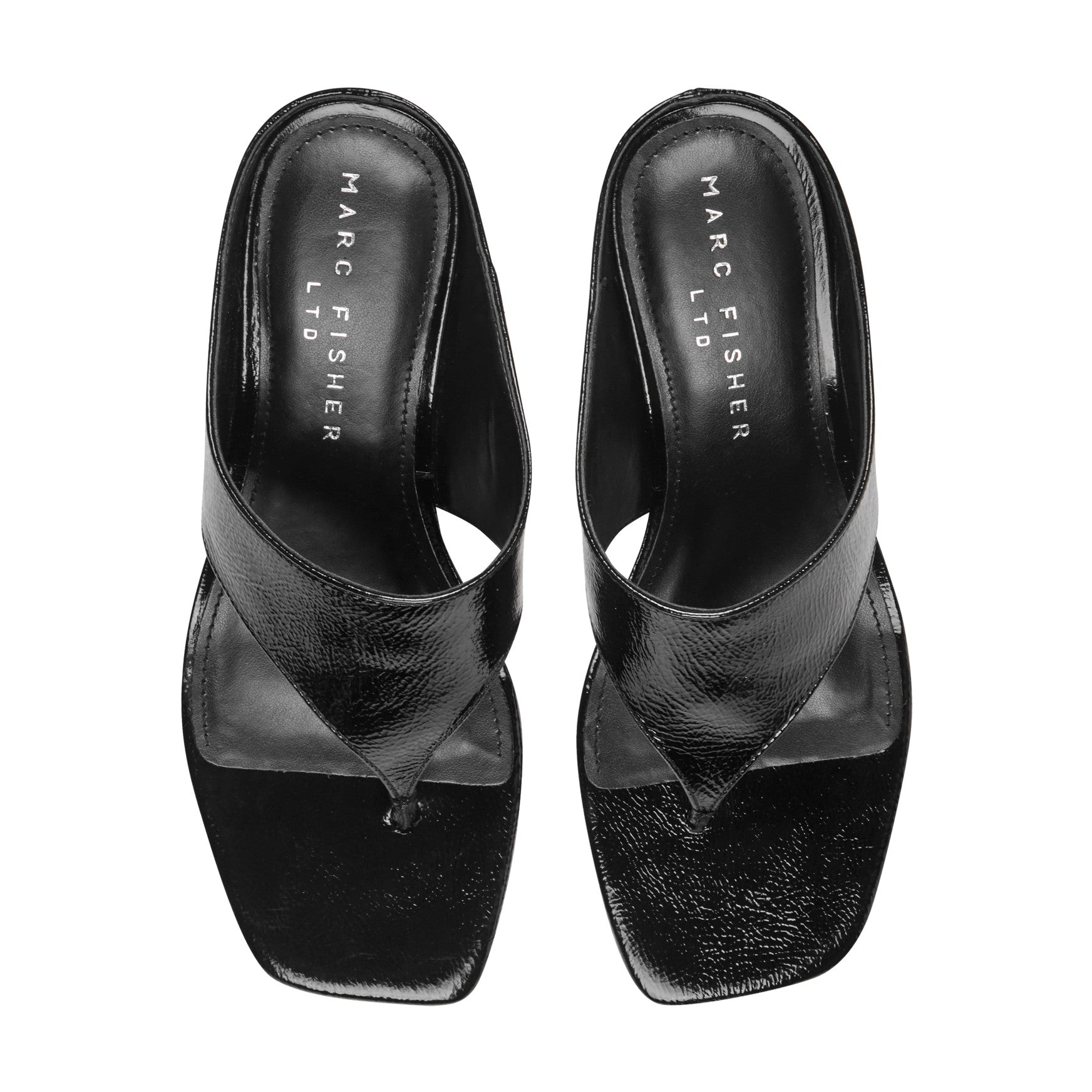 Marc Fisher Adia Leather Thong Sandal - Black Leather