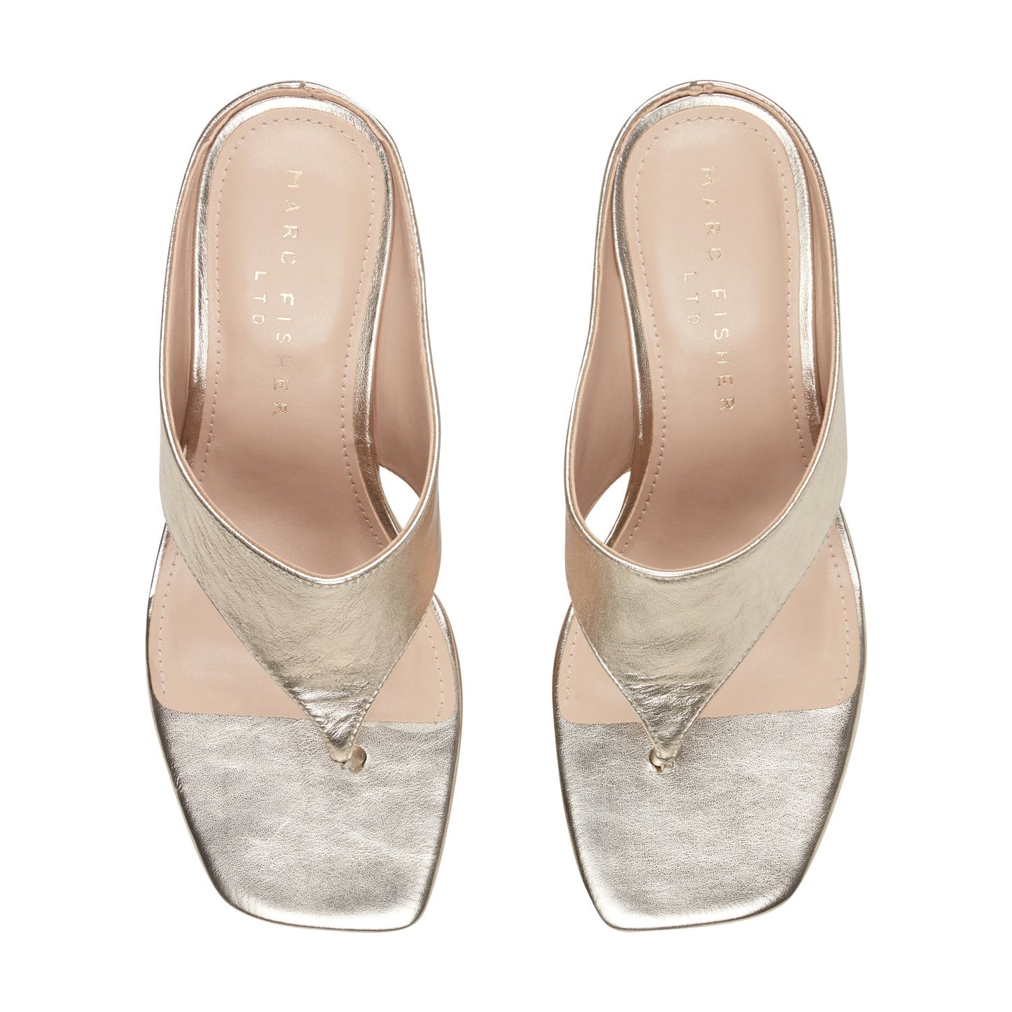 Marc Fisher Adia Leather Thong Sandal - Platino Leather
