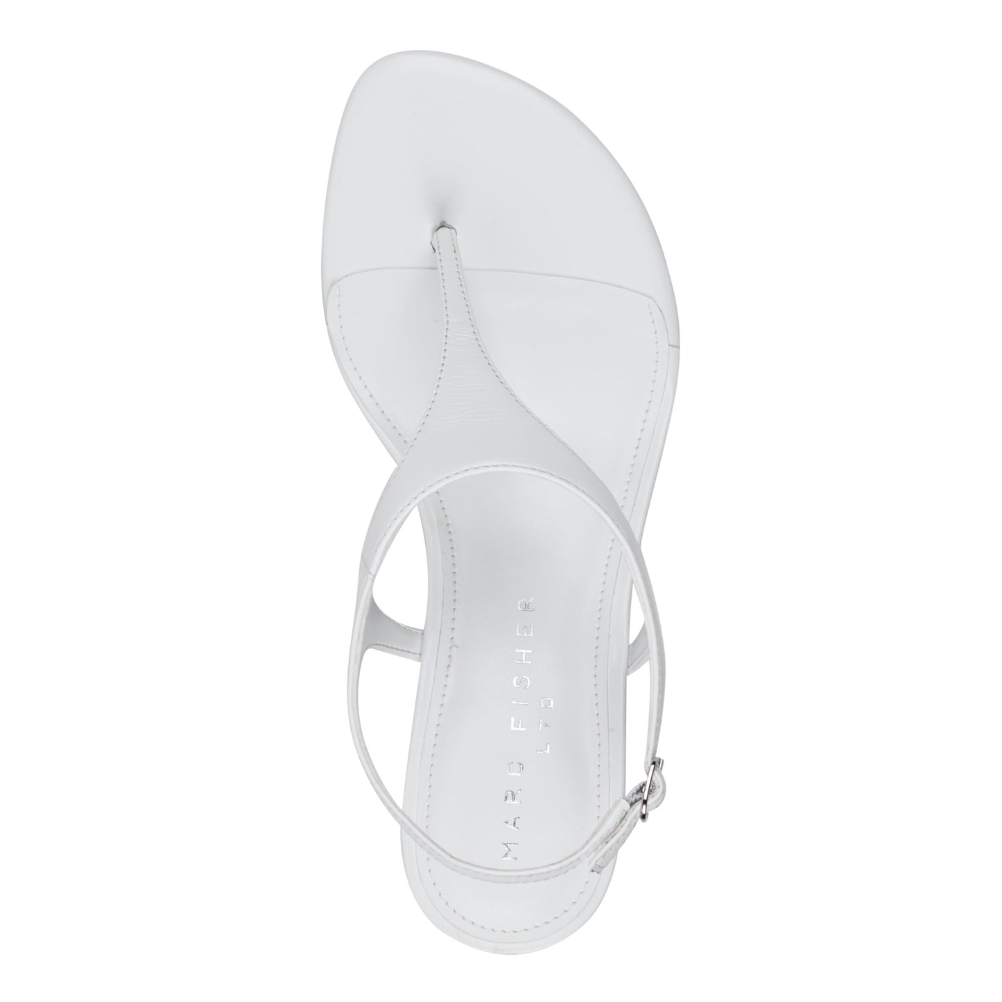 Marc Fisher Pelysa Leather Heeled Thong Sandal - White Patent Leather