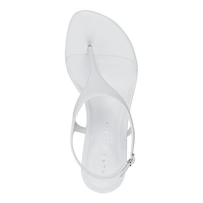Marc Fisher Pelysa Leather Heeled Thong Sandal - White Patent Leather