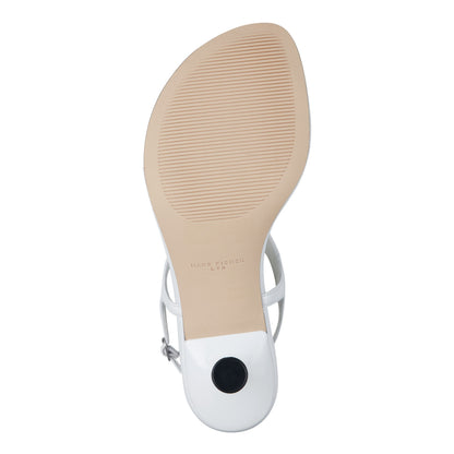 Marc Fisher Pelysa Leather Heeled Thong Sandal - White Patent Leather