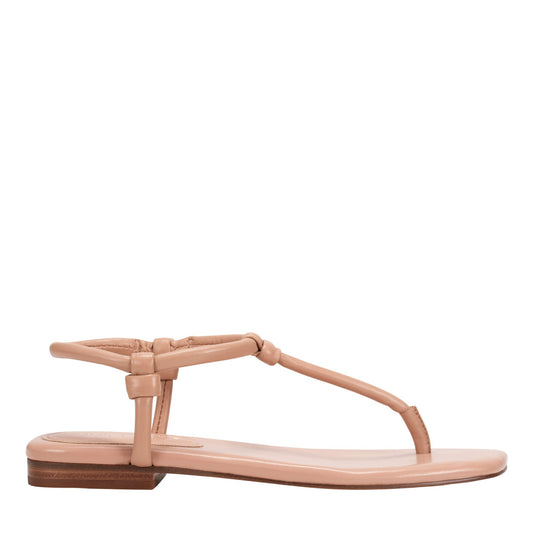 Marc Fisher Maycee Thong Flat Leather Sandal - Natural Leather