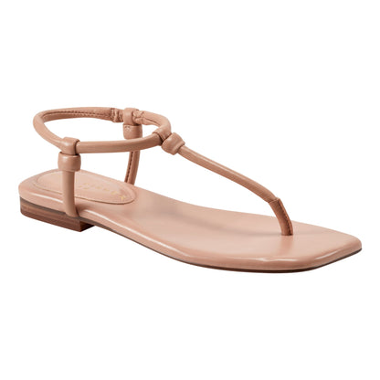 Marc Fisher Maycee Thong Flat Leather Sandal - Natural Leather