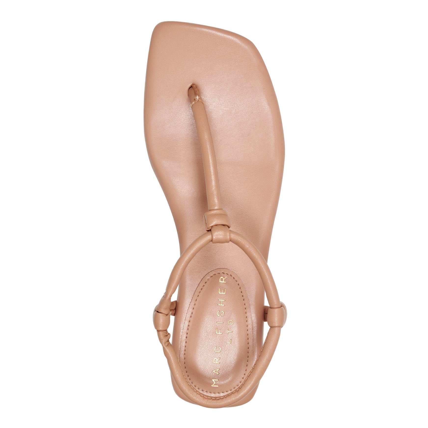 Marc Fisher Maycee Thong Flat Leather Sandal - Natural Leather