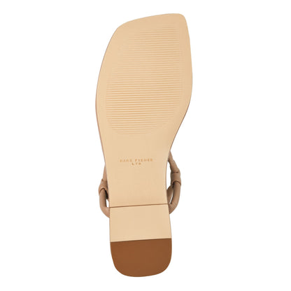 Marc Fisher Maycee Thong Flat Leather Sandal - Natural Leather