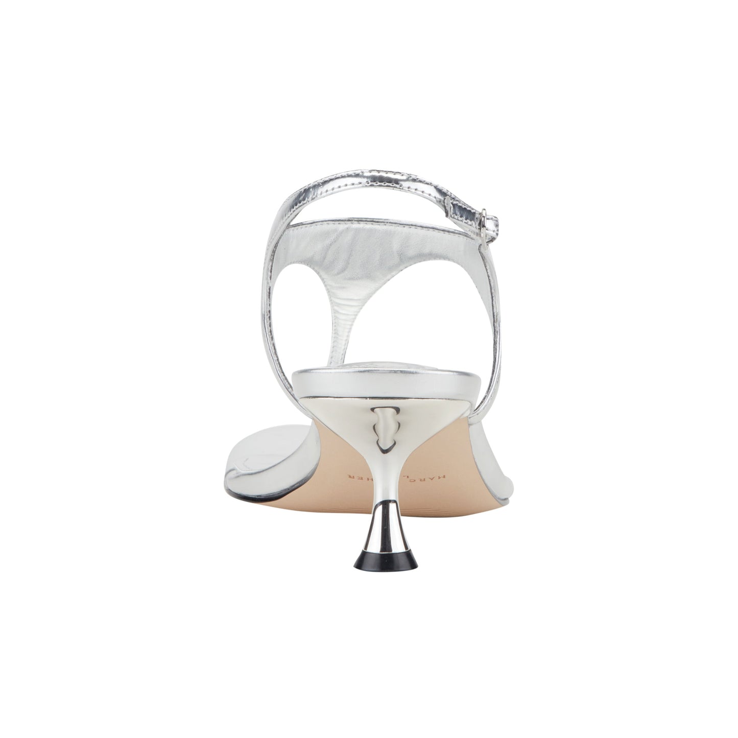 Marc Fisher Pelysa Leather Heeled Thong Sandal - Silver Leather