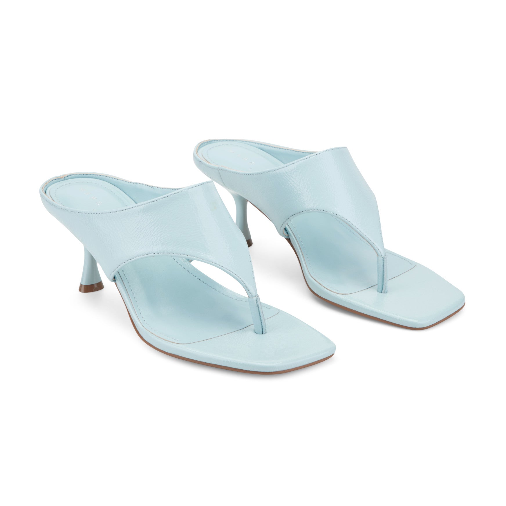 Marc Fisher Adia Leather Thong Sandal - Light Blue Leather