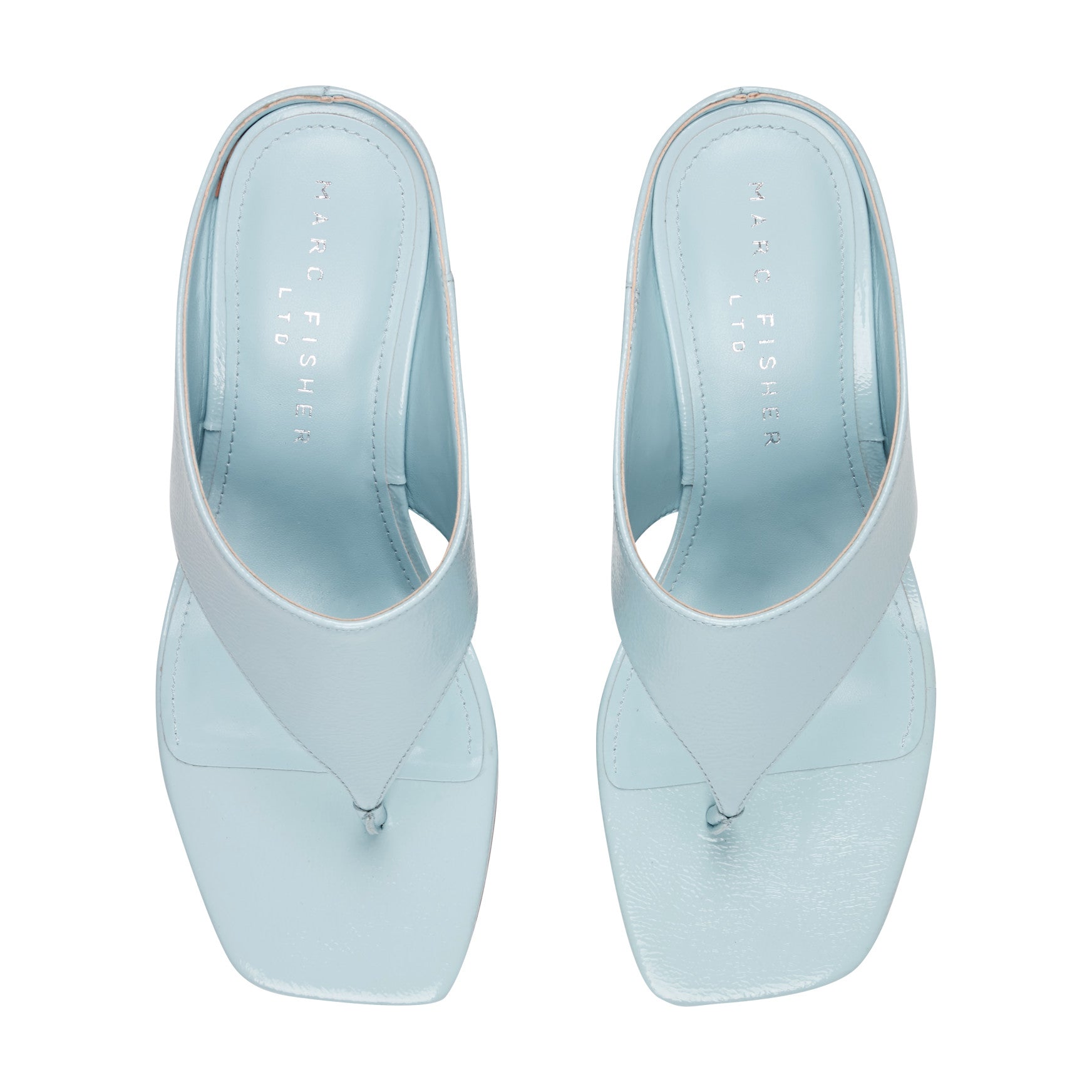 Marc Fisher Adia Leather Thong Sandal - Light Blue Leather