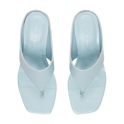 Marc Fisher Adia Leather Thong Sandal - Light Blue Leather