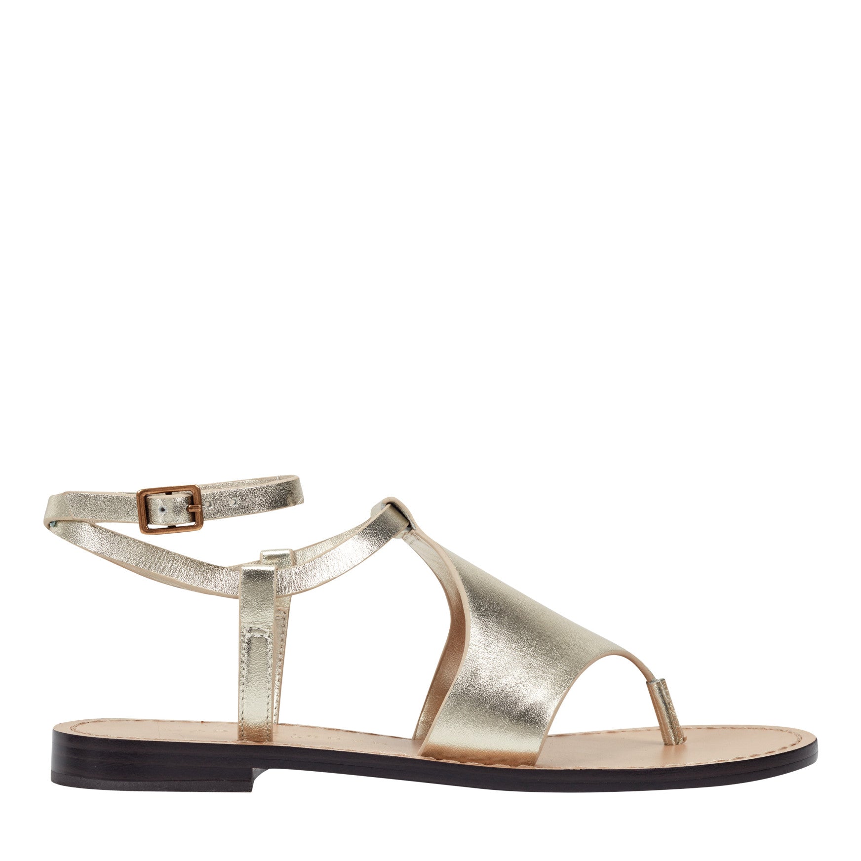 Marc Fisher Lille Thong Flat Leather Sandal - Platino Leather